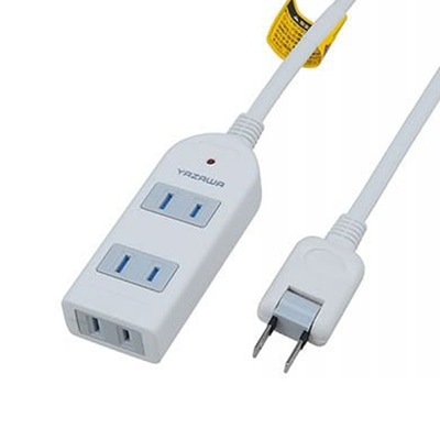ヤザワコーポレーション 雷サージ付テーブルタップ 3個口 1m 白 Y02KS301WH 1個(ご注文単位1個)【直送品】