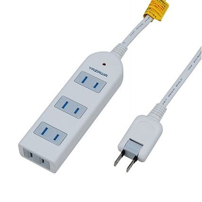 ヤザワコーポレーション 雷サージ付テーブルタップ 4個口 3m 白 Y02KS403WH 1個(ご注文単位1個)【直送品】