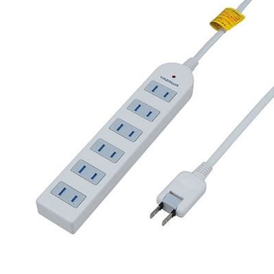 ヤザワコーポレーション 雷サージ付テーブルタップ 6個口 2m 白 Y02KS602WH 1個(ご注文単位1個)【直送品】