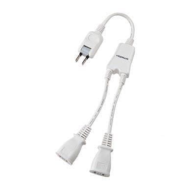 ヤザワコーポレーション ACアダプター用 2分配延長コード 2個口 白 Y02V2002WH 1個(ご注文単位1個)【直送品】