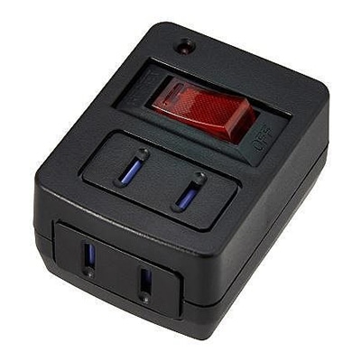 ヤザワコーポレーション 雷ガード・ブレーカー機能付き省エネタップ 2個口 ブラック Y02FUBHKS210BK 1個(ご注文単位1個)【直送品】