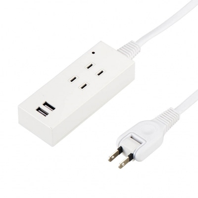 ヤザワコーポレーション 雷ガード付2AC+2USB 2.1A 2.5m ホワイト Y02K4025WH2U 1個(ご注文単位1個)【直送品】