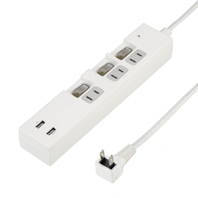 ヤザワコーポレーション 個別スイッチ付3AC＋2USB 3.4A ホワイト Y02KS532WH2U 1個（ご注文単位1個）【直送品】