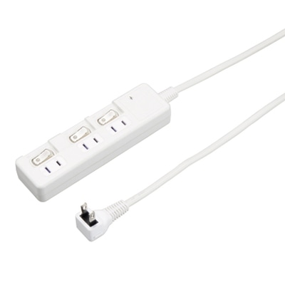 ヤザワコーポレーション 雷ガード付節電タップ 3個口 個別スイッチ付 コード長1m ホワイト H8KS331WH 1個（ご注文単位1個）【直送品】