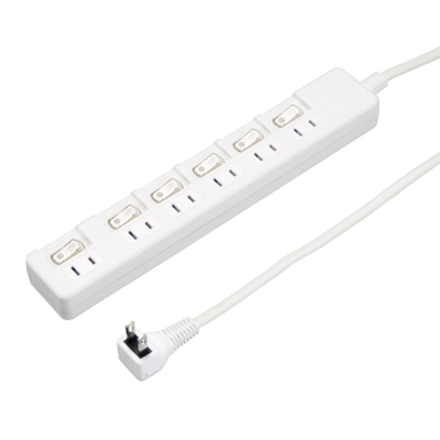 ヤザワコーポレーション 6個口節電タップ 3m ホワイト H8S663WH 1個（ご注文単位1個）【直送品】