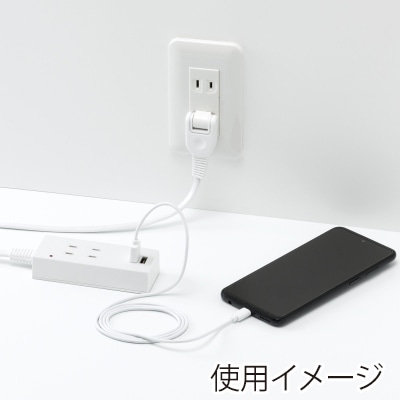 ヤザワコーポレーション 雷ガード付両挿しUSBタップ 2個口 1m H1K4012UWH 1個（ご注文単位1個）【直送品】