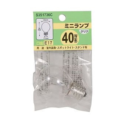 ヤザワコーポレーション 白熱電球 ミニランプ S35 E17 40W形 クリア S351736C 1個(ご注文単位1個)【直送品】