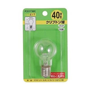 ヤザワコーポレーション 白熱電球 省エネクリプトンランプ P35 E17 40W形 クリア P351736C 1個(ご注文単位1個)【直送品】