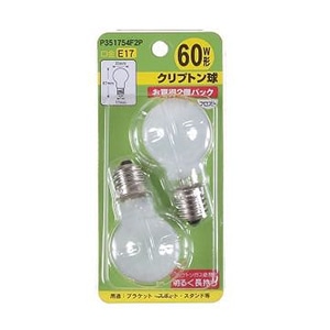 ヤザワコーポレーション 白熱電球 省エネクリプトンランプ P35 E17 60W形 フロスト 2個入 P351754F2P 1パック(ご注文単位1パック)【直送品】