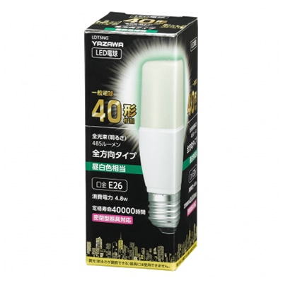 ヤザワコーポレーション T形LED電球 全方向タイプ 40W形相当 E26 昼白色 LDT5NG 1個(ご注文単位1個)【直送品】