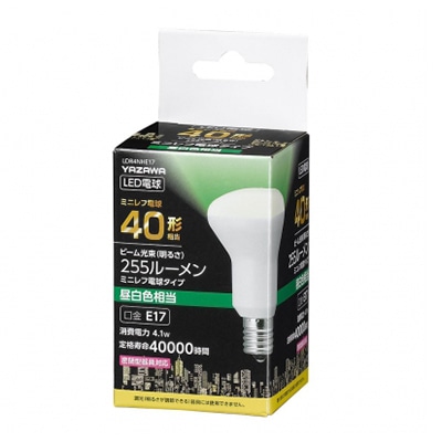 ヤザワコーポレーション R50ミニレフ形LED電球 昼白色 E17 非調光タイプ LDR4NHE17 1個(ご注文単位1個)【直送品】