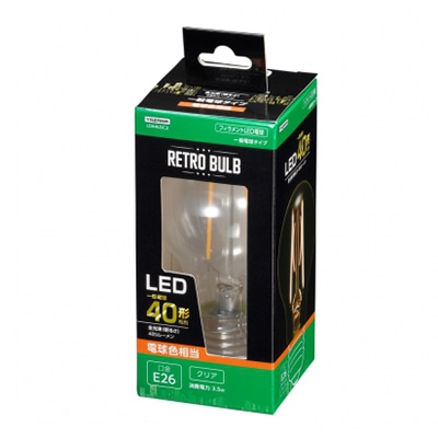 ヤザワコーポレーション フィラメントLED電球 一般電球タイプ E26 電球色 40W相当 LDA4LGC2 1個(ご注文単位1個)【直送品】