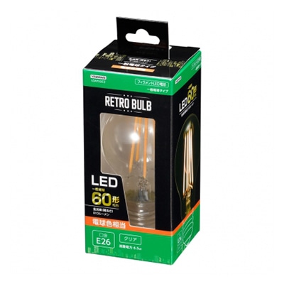 ヤザワコーポレーション フィラメントLED電球 一般電球タイプ E26 電球色 60W相当 LDA7LGC2 1個(ご注文単位1個)【直送品】