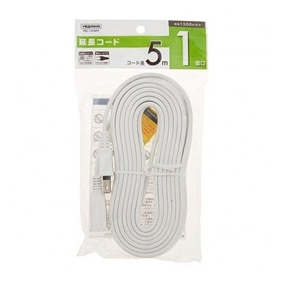 ヤザワコーポレーション 延長コード 1個口 5m ホワイト HSL105WH 1個(ご注文単位1個)【直送品】