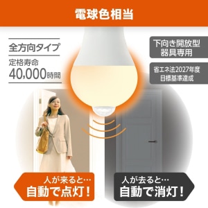 ヤザワコーポレーション LED電球 A形 40W相当 電球色 センサー付き LDA5LGP2 1個(ご注文単位1個)【直送品】