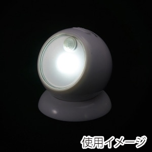 ヤザワコーポレーション ボールセンサーライト 乾電池式 白色LED 人感・明暗センサー付 NBSMN45WH 1個(ご注文単位1個)【直送品】