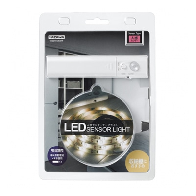 ヤザワコーポレーション テープセンサーライト M 乾電池式 白色LED×30灯 人感センサー付 NBMN51WH 1個(ご注文単位1個)【直送品】