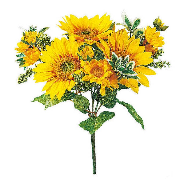 東京堂 造花　フレッシュサンフラワーブッシュ FM358 イエロー 1本（ご注文単位1本）【直送品】