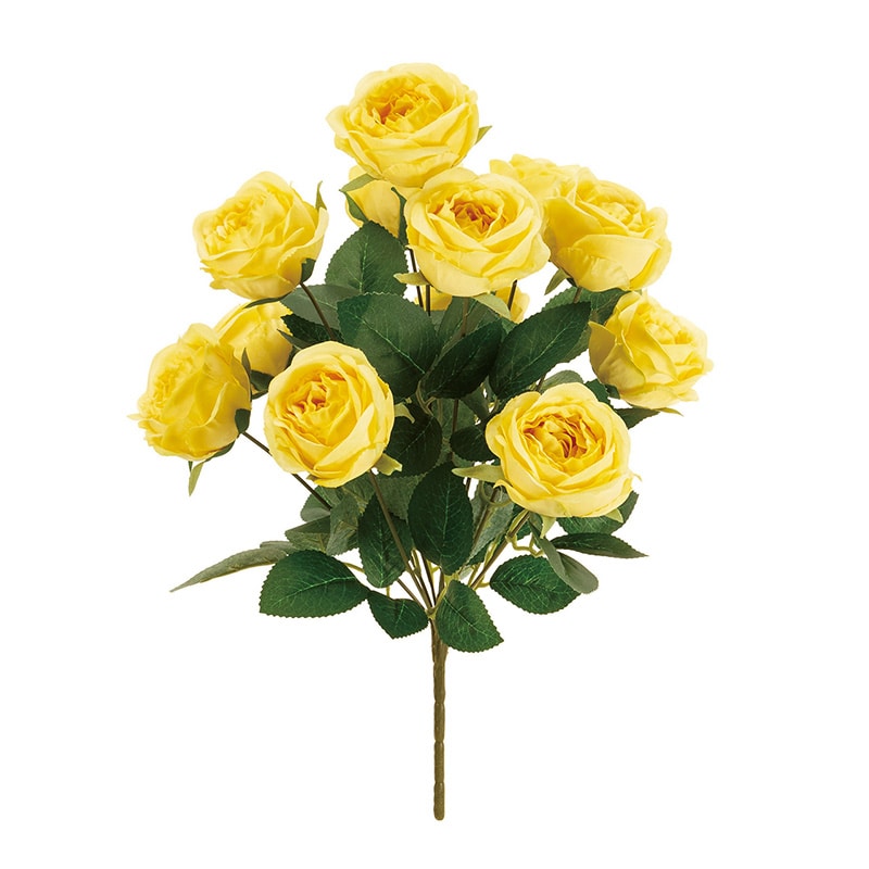 東京堂 造花　ルシアローズブッシュ FM1617 イエロー 1本（ご注文単位1本）【直送品】