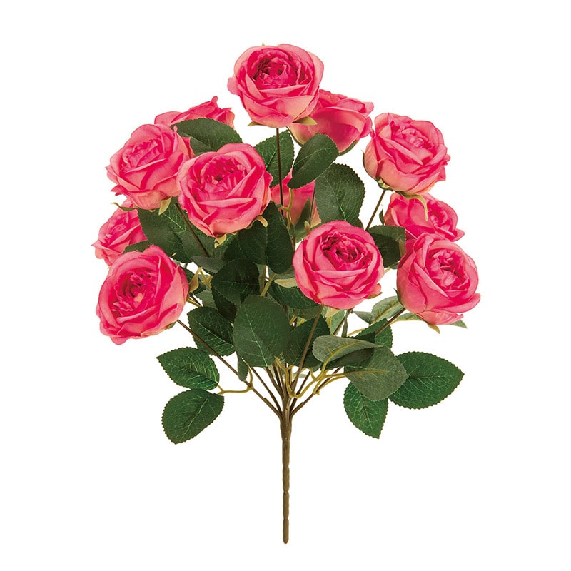 東京堂 造花　ルシアローズブッシュ FM1617 ダークピンク 1本（ご注文単位1本）【直送品】