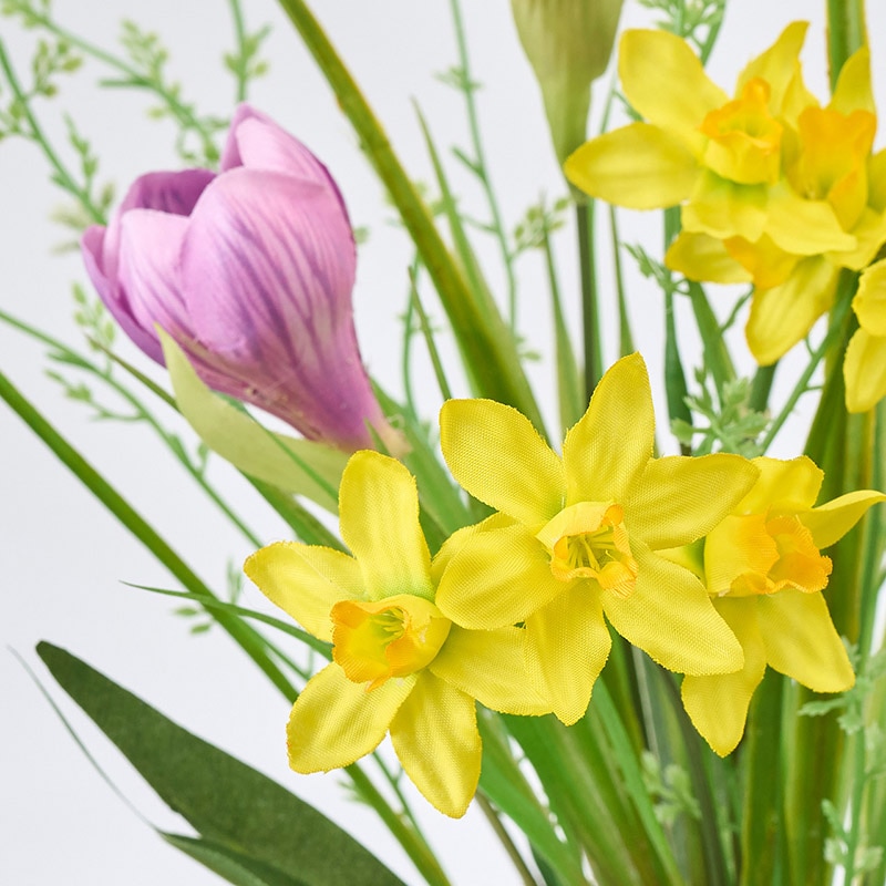 東京堂 造花 ナルシサスミディブーケ イエロー/ライラック FM008325-004 1束(ご注文単位1束)【直送品】