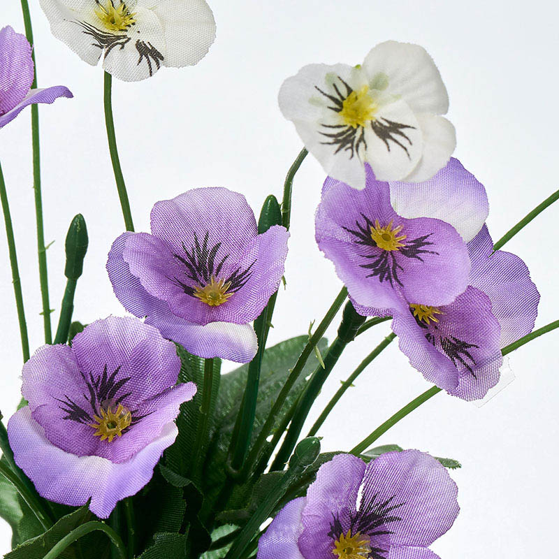 東京堂 造花 レイナパンジーブッシュ パープル/ホワイト FM007169-017 1本(ご注文単位1本)【直送品】