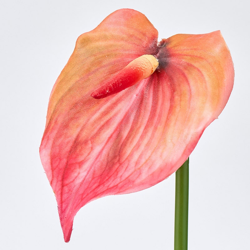 東京堂 造花 スプレンダアンスリウム S オレンジレッド FM006172-009 1本(ご注文単位24本)【直送品】