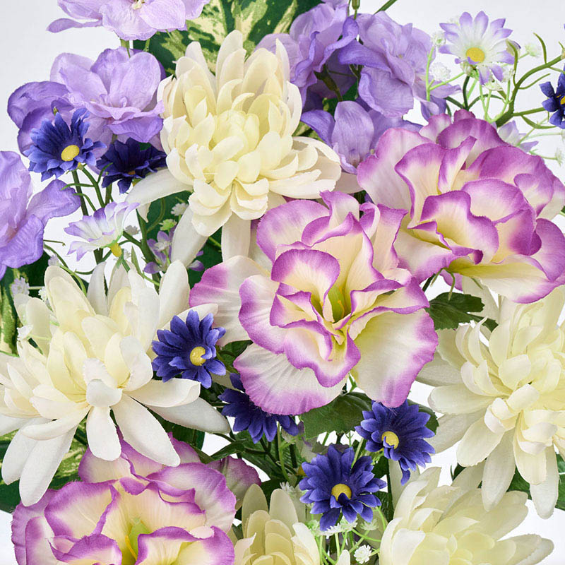 東京堂 造花 マムリシアンサスブッシュ ホワイト/パープル FM0B2501 1本(ご注文単位1本)【直送品】