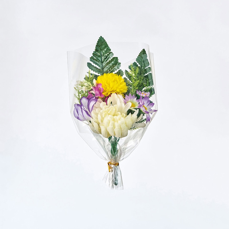 東京堂 造花 ミックスフラワーブッシュS クリーム/パープル FM0B2510-117 1本(ご注文単位1本)【直送品】