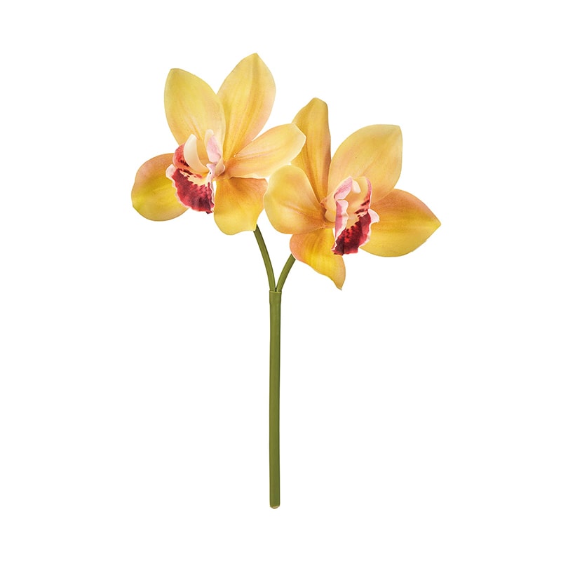 東京堂 造花 ミディシンビジウム イエロー/レッド FM001037-004 1本（ご注文単位1本）【直送品】