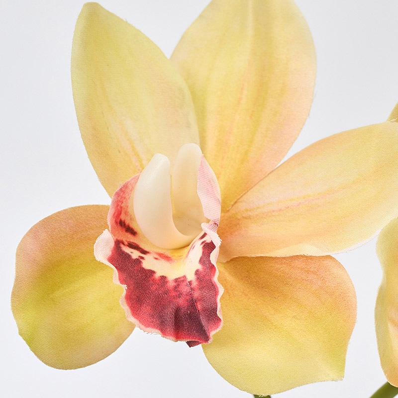 東京堂 造花 ミディシンビジウム イエロー/レッド FM001037-004 1本(ご注文単位1本)【直送品】