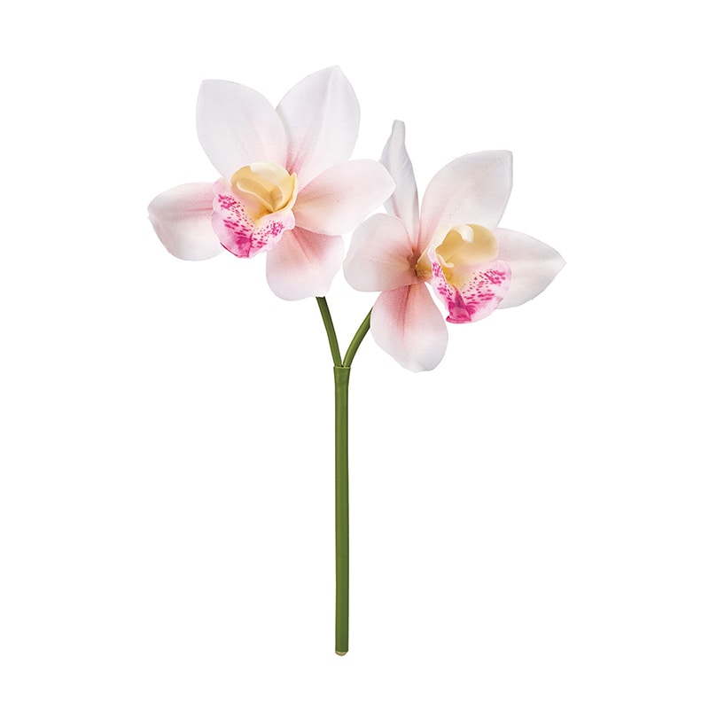 東京堂 造花 ミディシンビジウム ホワイト/ピンク FM001037-102 1本（ご注文単位1本）【直送品】