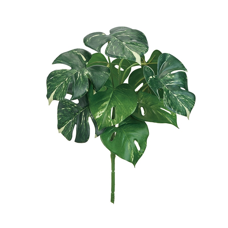 東京堂 造花 斑入りモンステラブッシュ ホワイト/グリーン FG002953 1本(ご注文単位1本)【直送品】