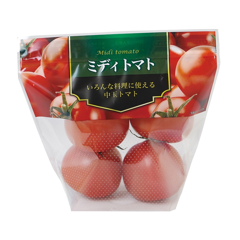 精工 チャック付き有孔スタンド袋 ミディトマト300g 100枚/袋(ご注文単位20袋)【直送品】
