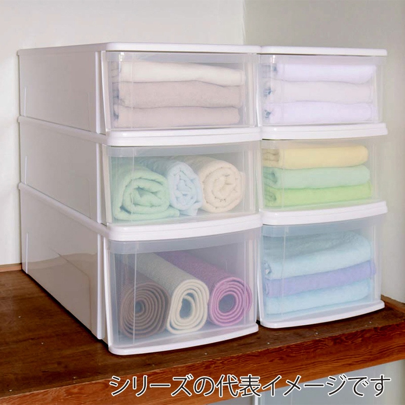 アイリスオーヤマ チェストI L 深型 ホワイト/クリア 1台(ご注文単位3台)【直送品】