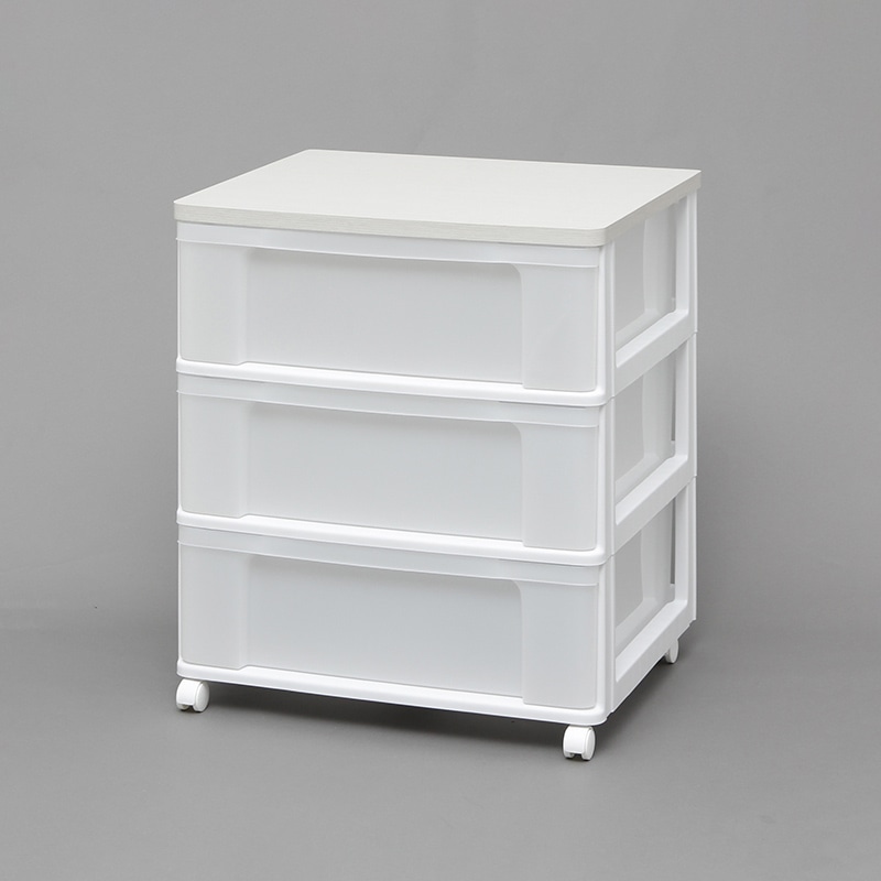 アイリスオーヤマ ウッドトップチェスト 3段 ホワイト/ホワイト W653P 1台(ご注文単位1台)【直送品】