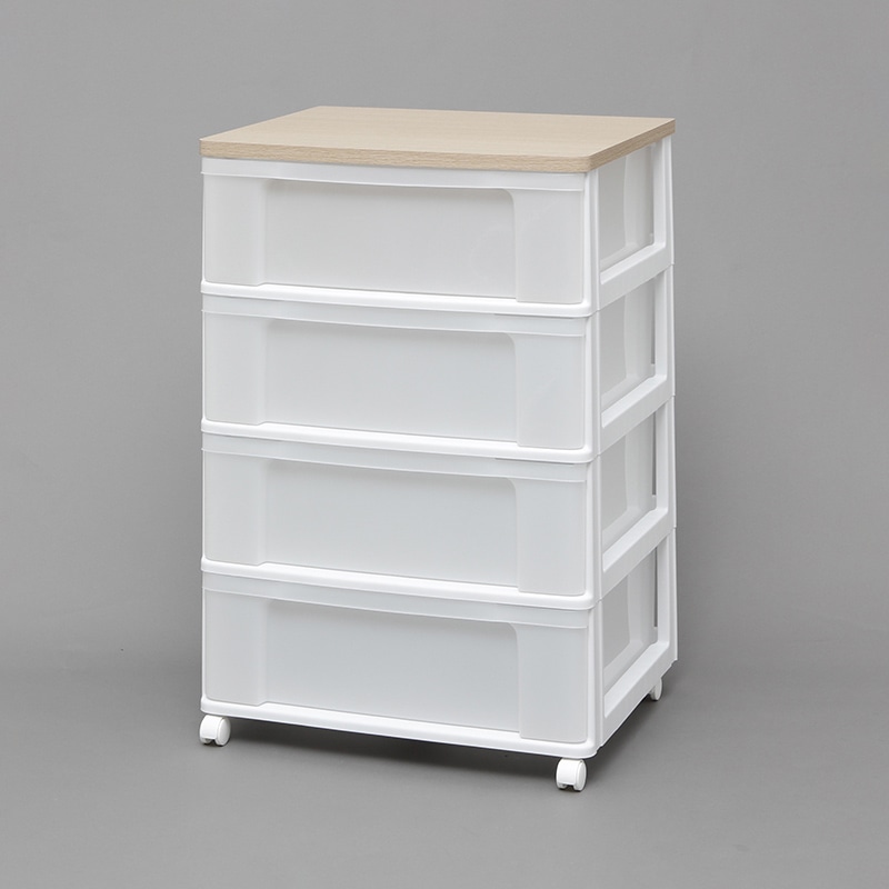 アイリスオーヤマ ウッドトップチェスト 4段 ホワイト/フレンチオーク W654P 1台(ご注文単位1台)【直送品】