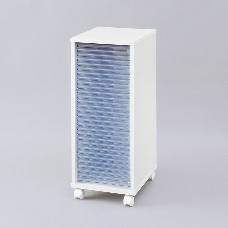 アイリスオーヤマ 木製フロアケース 30段 ホワイト MFE-7300 1個(ご注文単位1個)【直送品】