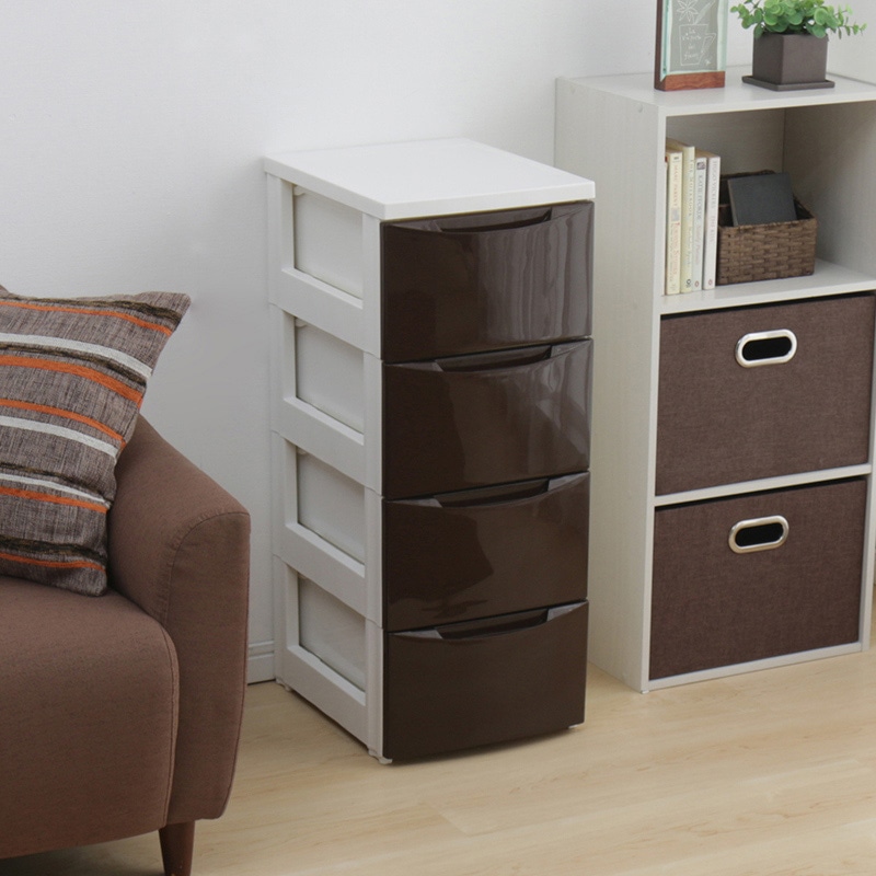 アイリスオーヤマ スリムチェスト 4段 ホワイト/ブラウン COD-324 1台(ご注文単位1台)【直送品】