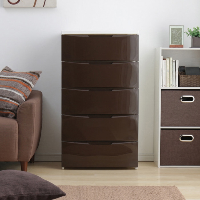 アイリスオーヤマ レギュラーチェスト　5段 ホワイト／ブラウン COD-555 1台（ご注文単位1台）【直送品】