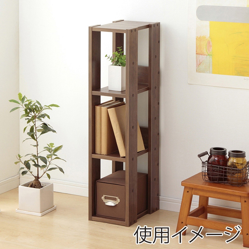アイリスオーヤマ オープンウッドラック 幅20cm 4段 ブラウン OWR-200 1台(ご注文単位1台)【直送品】