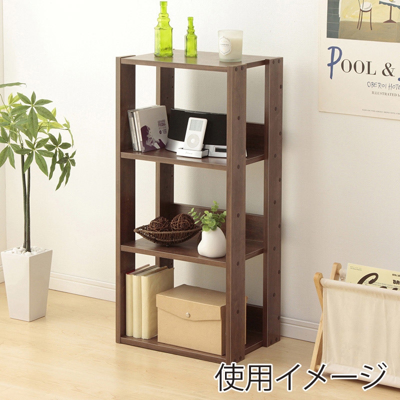 アイリスオーヤマ オープンウッドラック 幅40cm 4段 ブラウン OWR-400 1台(ご注文単位1台)【直送品】