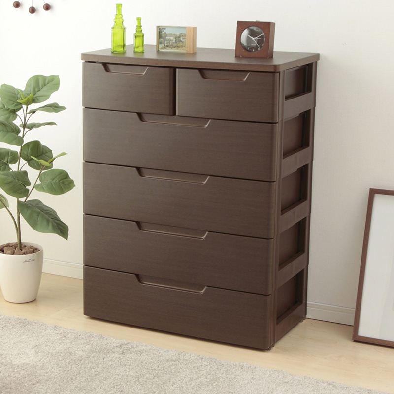 アイリスオーヤマ マルチユースチェスト 5段 木目ブラウン MU-7242 1台(ご注文単位1台)【直送品】