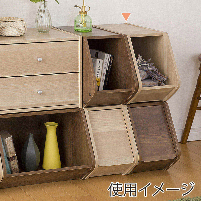 アイリスオーヤマ スタックボックス　扉付き　幅20cm ナチュラル STB-200D 1台（ご注文単位1台）【直送品】