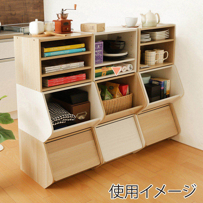 アイリスオーヤマ スタックボックス　扉付き　幅40cm ナチュラル STB-400D 1台（ご注文単位1台）【直送品】