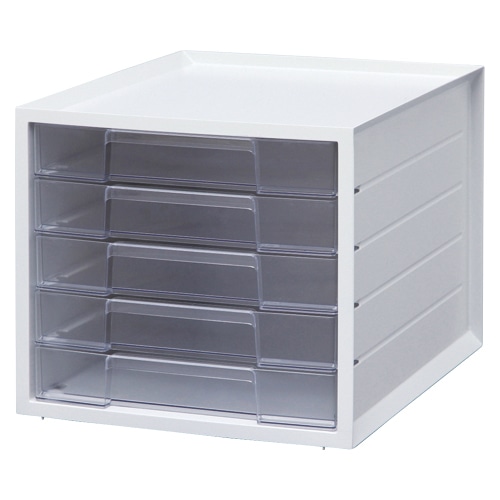 レターケースA4　浅型5段 LCJ-5M　ホワイト  1個（ご注文単位4個）【直送品】