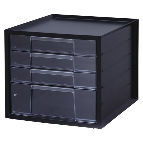 レターケースA4　浅型3段＋深型1段 LCJ-4D　ブラック  1個（ご注文単位4個）【直送品】