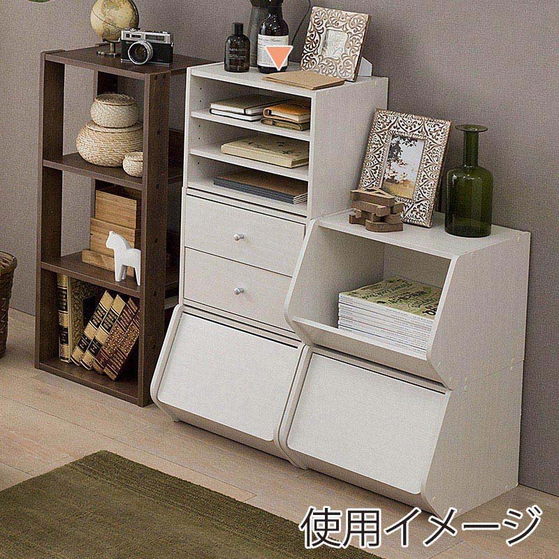 アイリスオーヤマ スタックボックス 棚付き 幅40cm オフホワイト STB-400T 1台(ご注文単位1台)【直送品】