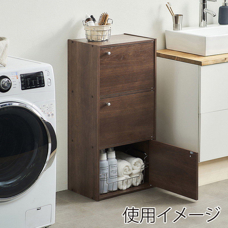 アイリスオーヤマ CBボックス　木製扉付　3段 ブラウン CX-33D 1個（ご注文単位1個）【直送品】