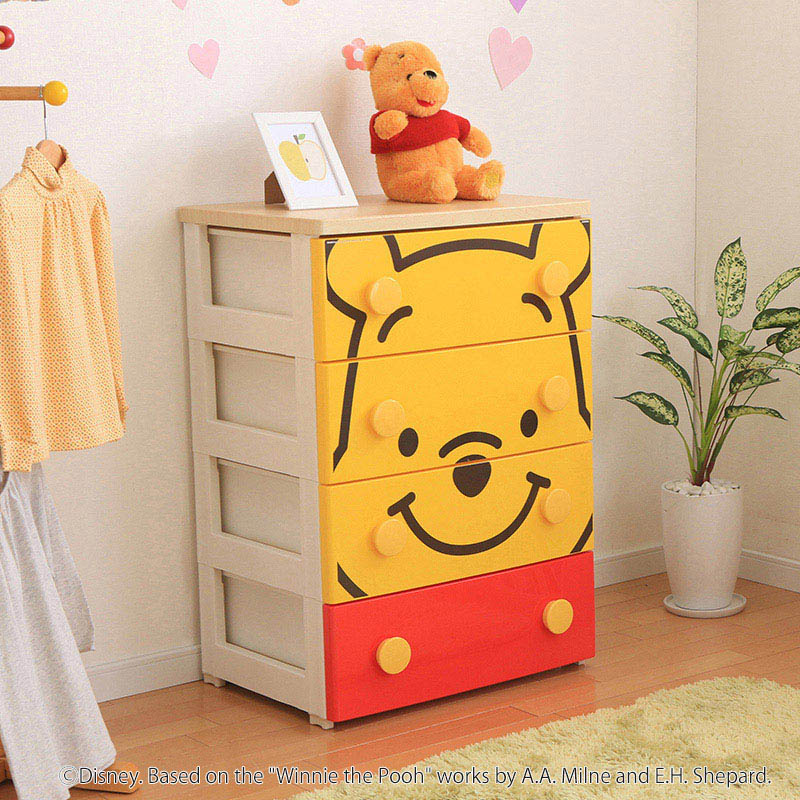 アイリスオーヤマ キャラクターチェスト 4段 プーさん NHG-W554 1台(ご注文単位1台)【直送品】